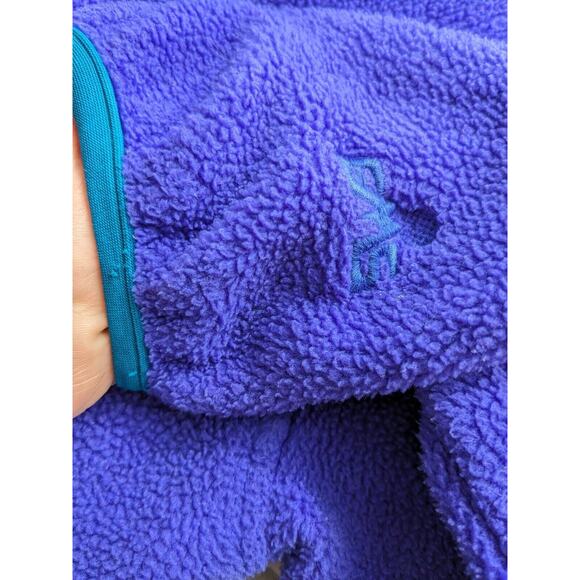 Vintage Fleece 1/2 Zip Jacket Purple Teal 90s Pullover Gorpcore Ski Pocket Usa L - Picture 7 of 10